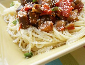Tomato Eggplant Sauce with Pasta