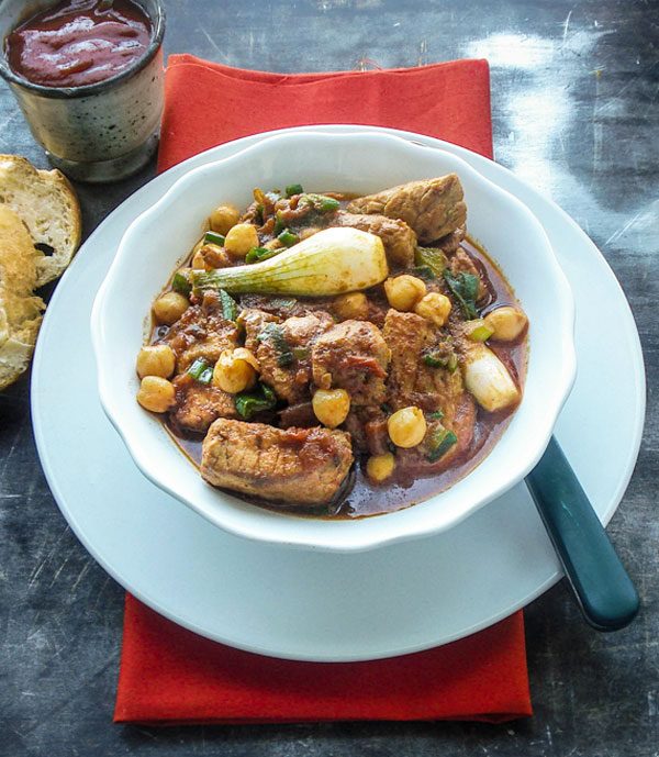 Spicy Pork Stew with Chickpeas and Scallion