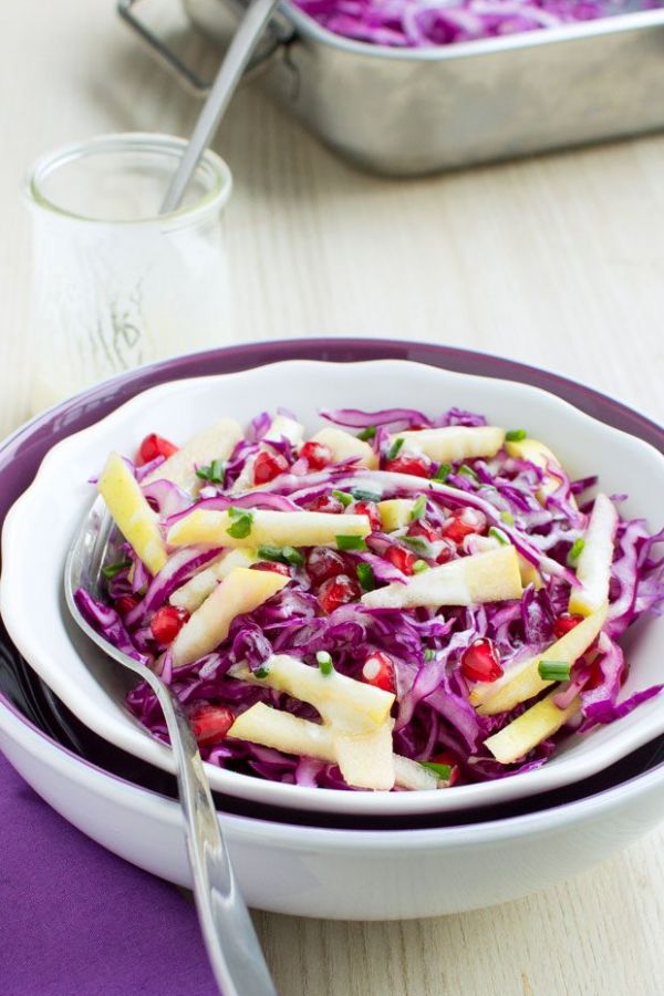 Red Cabbage Salad and Apple Pomegranate - #recipe by #eatwell101 - https://003.wrwe1r1zs3czx3c.workers.dev/clean-eating-red-cabbage-salad