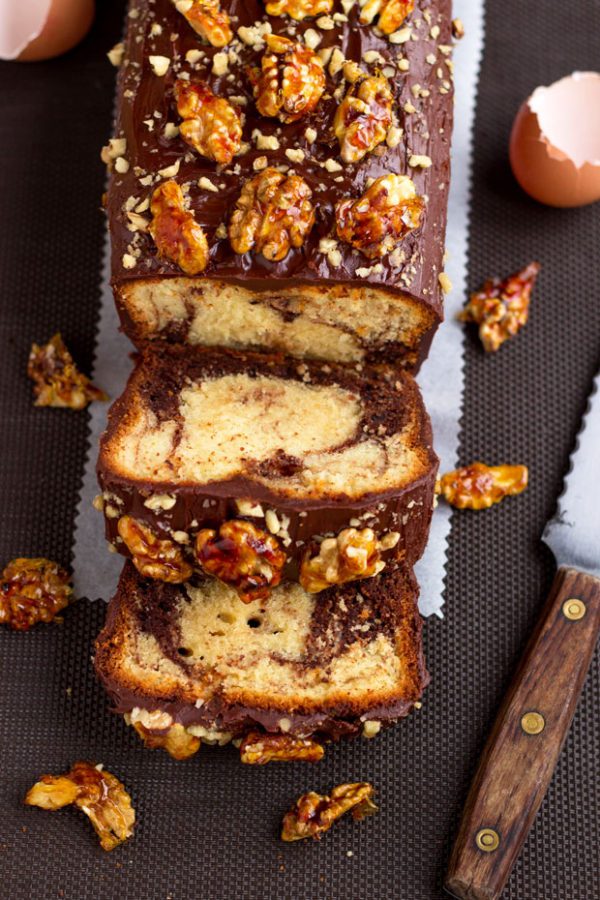 Chocolate Marbled Cake with Caramelized Walnuts - #recipe by #eatwell101 - https://003.wrwe1r1zs3czx3c.workers.dev/chocolate-marbled-cake-recipe