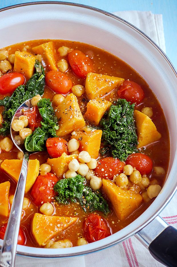 Sweet Potato, Kale and Chickpea Soup {Vegan}