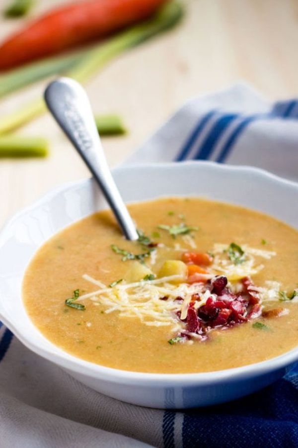 Creamy Potato Soup with Crispy Bacon - #recipe by #eatwell101 - https://003.wrwe1r1zs3czx3c.workers.dev/potato-soup-recipes