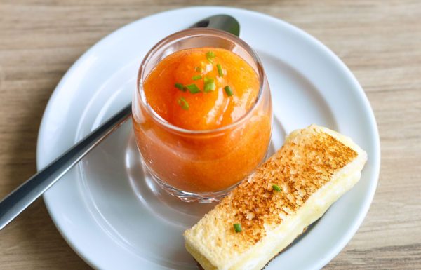 Cantaloupe Carrot Gazpacho Shooters