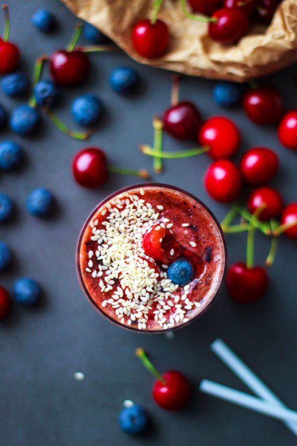 Cherry Blueberry Smoothie - #recipe by #eatwell101 - https://003.wrwe1r1zs3czx3c.workers.dev/cherry-blueberry-morning-smoothie-recipe