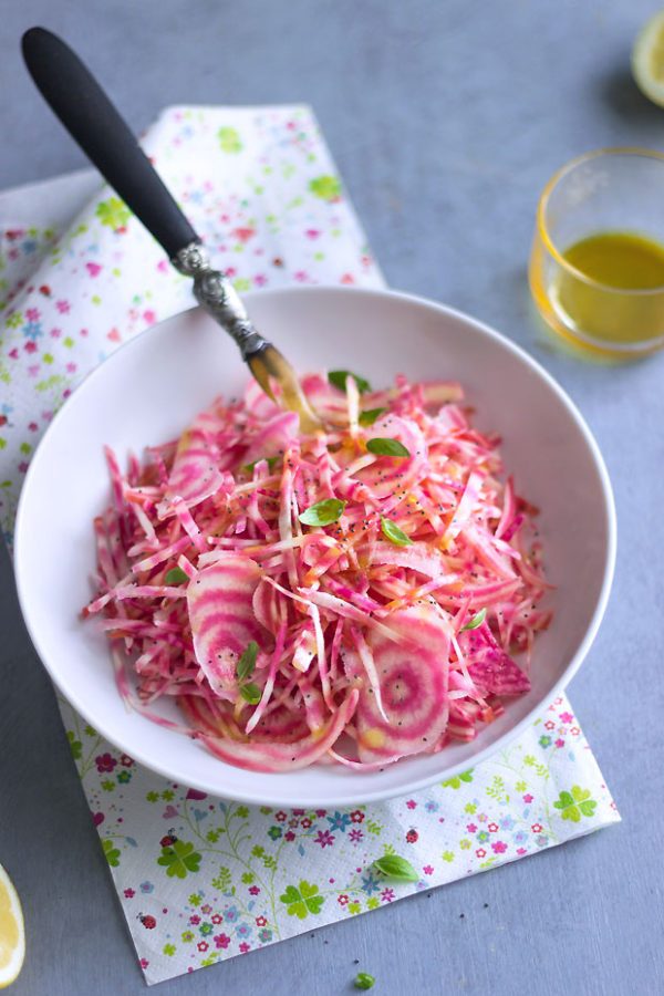 Raw Beet Salad - #recipe by #eatwell101 - https://003.wrwe1r1zs3czx3c.workers.dev/raw-chioggia-beet-salad-recipe