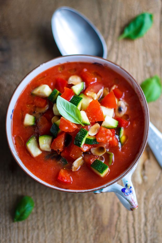 Chilled Tomato Gazpacho With Toasted Almonds