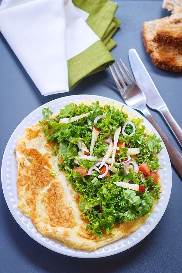 Kale Salad Omelet Recipe - #recipe by #eatwell101 - https://003.wrwe1r1zs3czx3c.workers.dev/chopped-kale-breakfast-salad-recipe