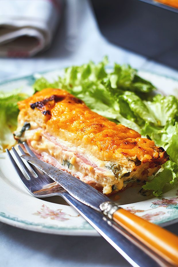 Easy Ham Cheese Spinach Bread
