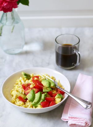 Scrambled Eggs with Avocado and Tomato