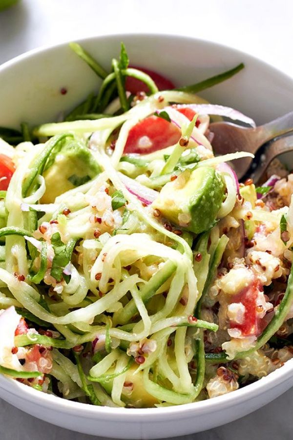 Quinoa and Cucumber Noodles Salad With Avocado Dressing - #recipe by #eatwell101 - https://003.wrwe1r1zs3czx3c.workers.dev/quinoa-cucumber-noodles-salad-recipe