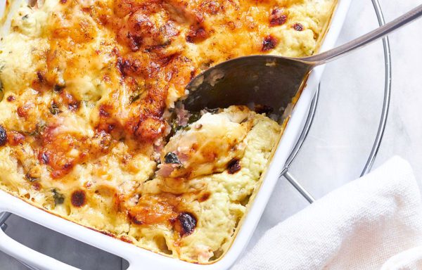 Baked Gnocchi Casserole with Ham & Spinach