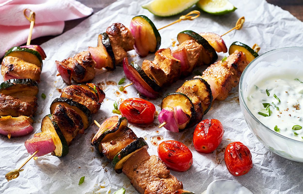 Grilled Fajita Pork Kebabs with Zucchini