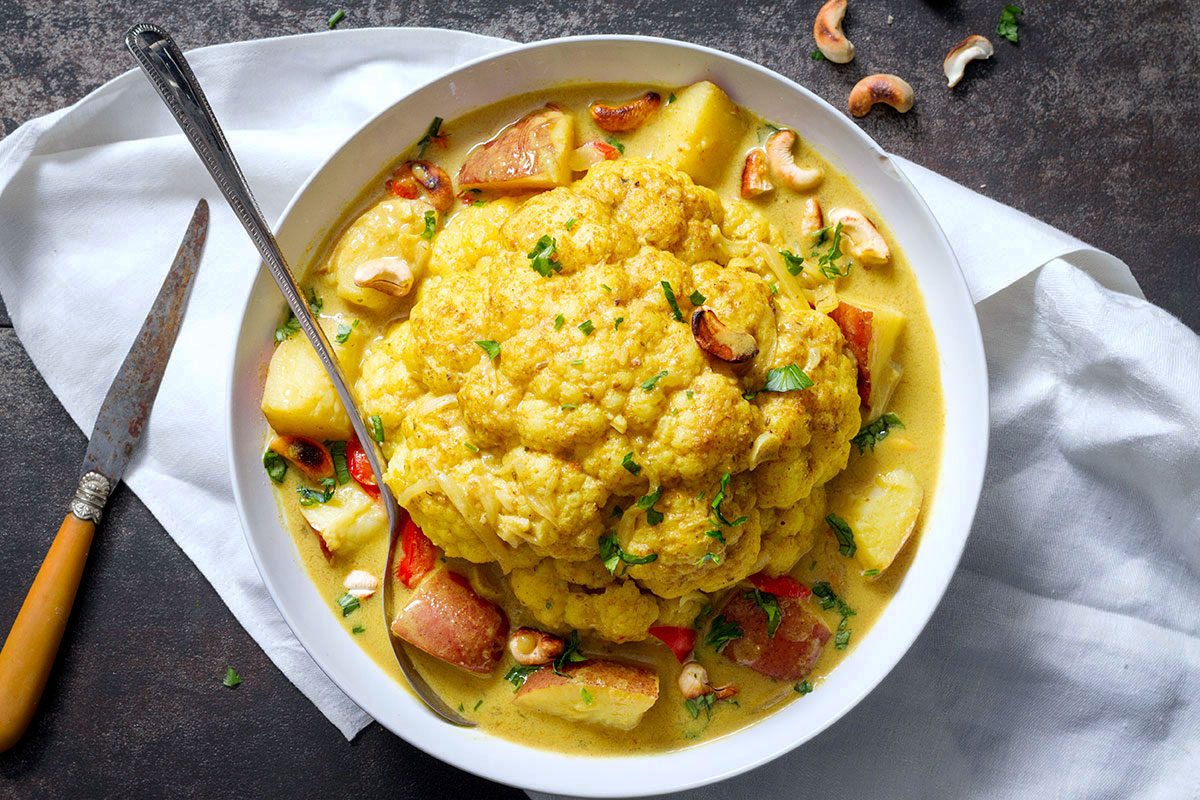 Cashew Whole Cauliflower Curry (Slow Cooker)