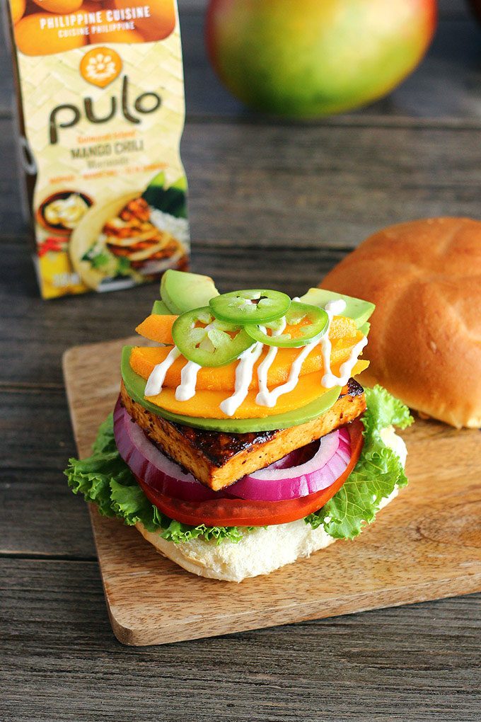 Mango Chili Tofu Burgers with Cashew Crema