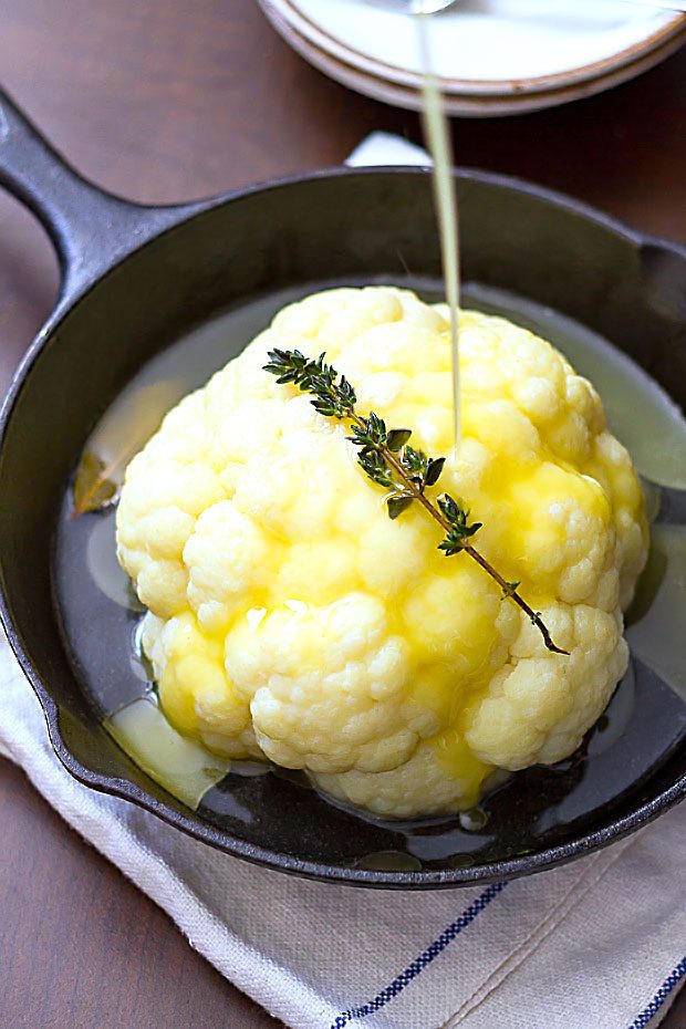 Whole Roasted Cauliflower With Butter Sauce