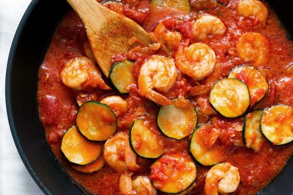 Tomato Zucchini Shrimp Stir-fry
