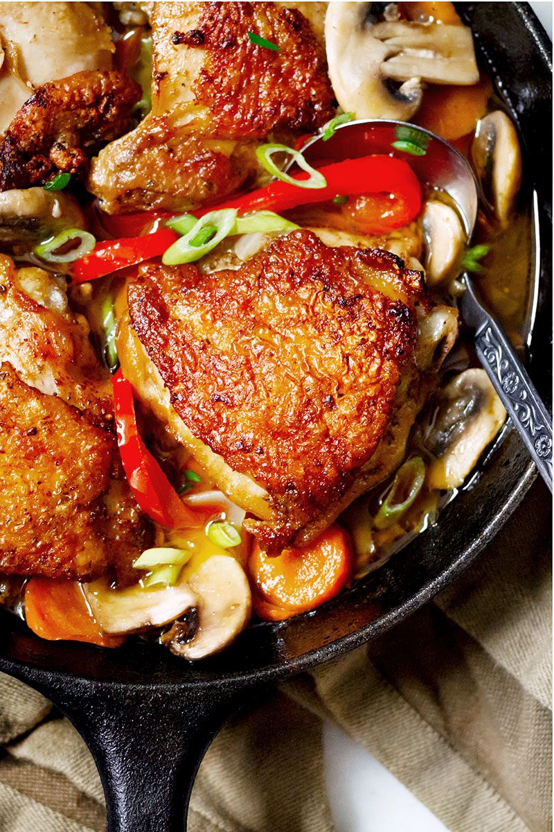 One Skillet Chicken with Garlic Cajun Sauce
