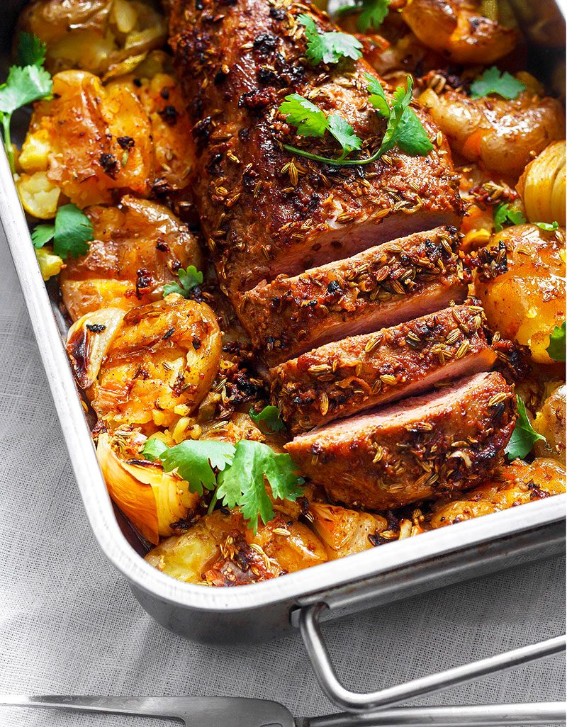 One Pan Pork Tenderloin and Smashed Potatoes