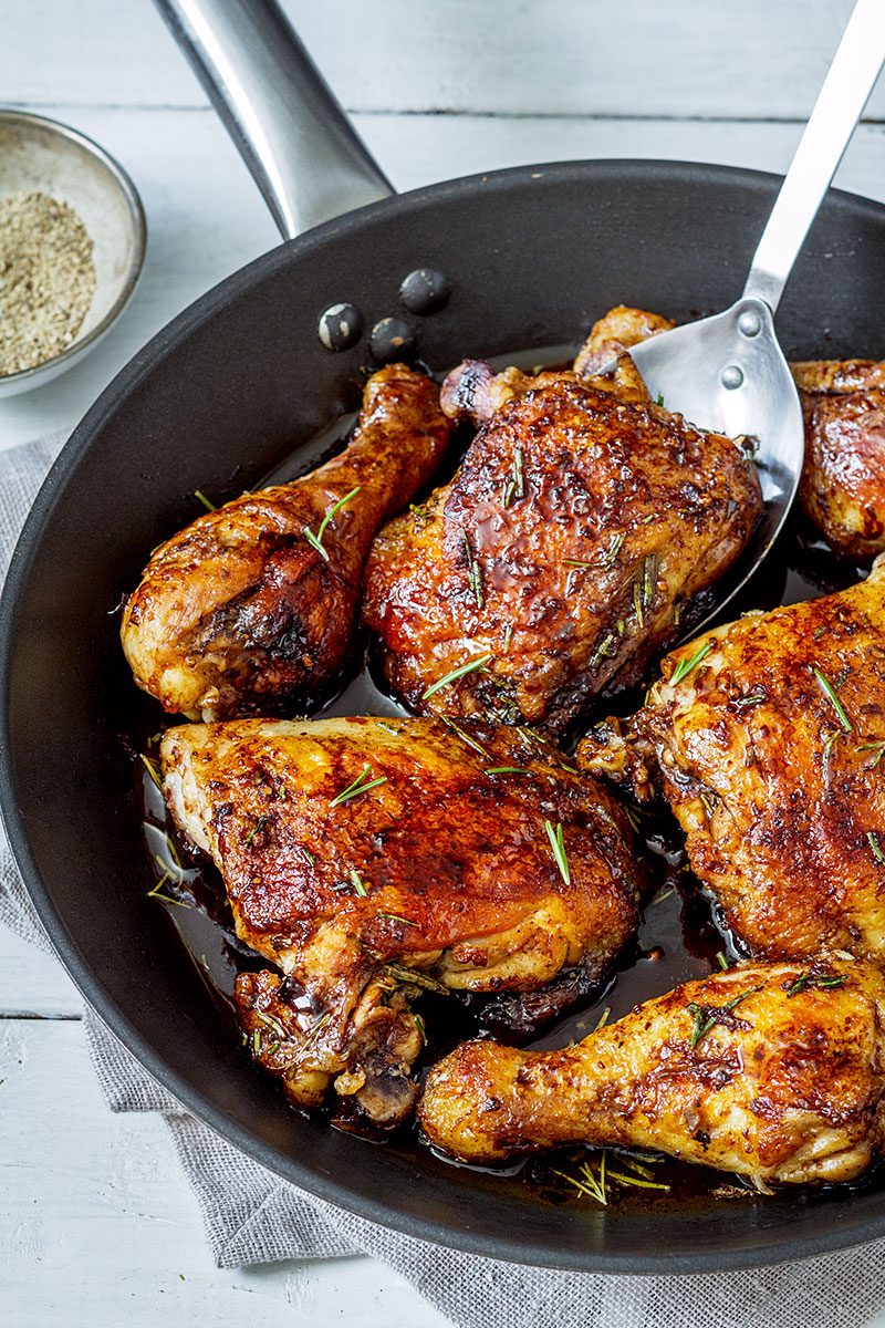 Balsamic Honey Skillet Chicken Legs