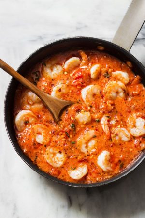 Creamy Tomato Shrimp with Spaghetti Squash
