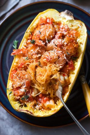 Creamy Tomato Shrimp with Spaghetti Squash