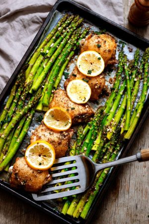 Sheet Pan Garlic Butter Chicken and Asparagus