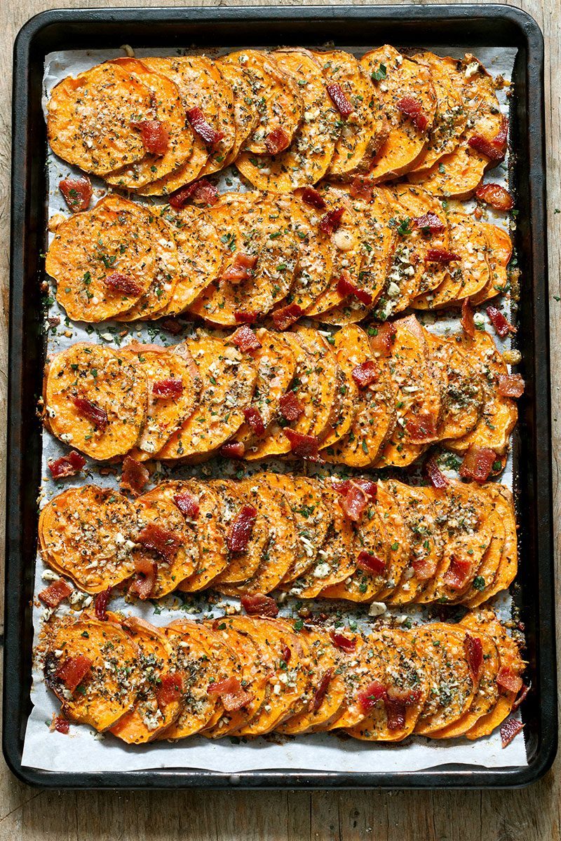 Garlic Parmesan Roasted Sweet Potatoes recipe