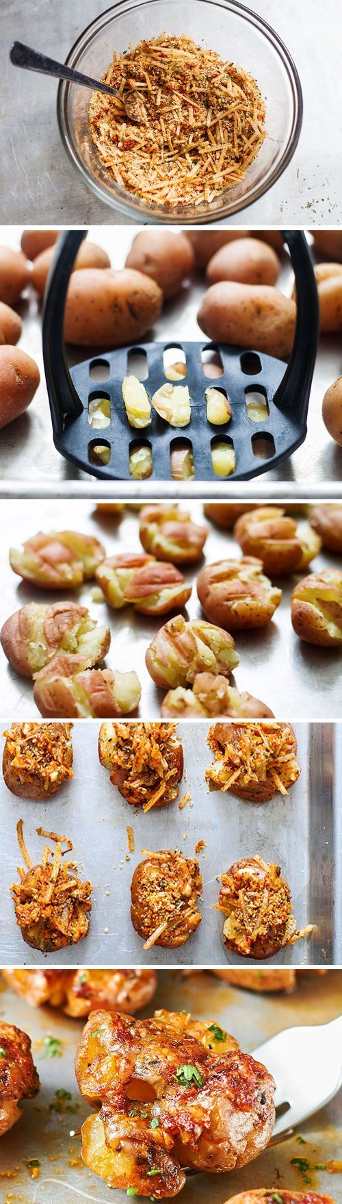 Roasted Baby Potatoes - #potatoes #recipe #eatwell101 - These roasted baby potatoes with parmesan and garlic are a quick dinner side, party snack, or breakfast.