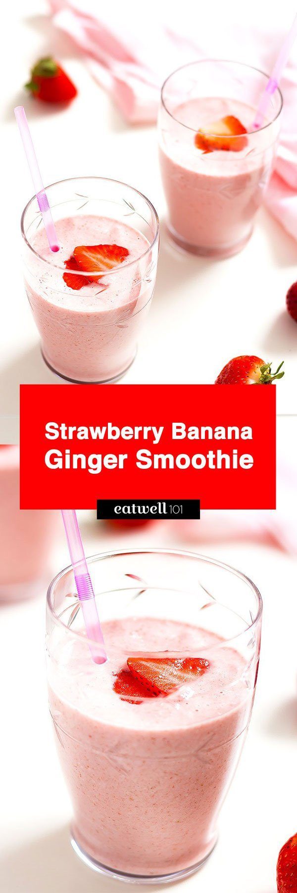 Banana Strawberry and Ginger Smoothie - #smoothie #recipe #eatwell101 - Quench your thirst with this quick and fruity banana strawberry smoothie!