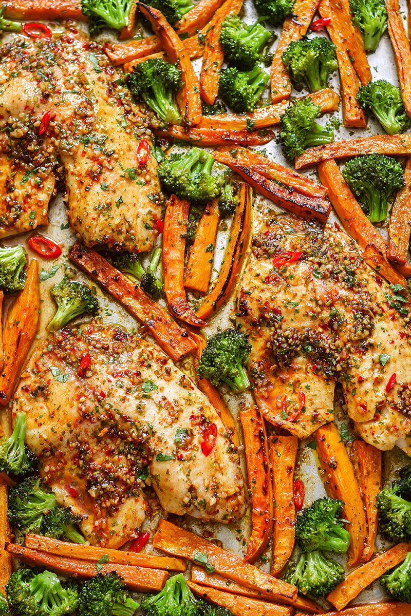 Sheet-Pan Chili-Lime Tilapia Recipe with Veggies - #eatwell101 #recipe #fish #sheetpan #dinner - A super easy, quick, and healthy sheet-pan meal for busy weeknights!