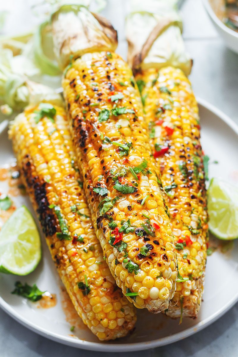Grilled Corn on the Cob with chili lime butter – A flavor-packed side dish for your backyard bbq — So easy and flavorful!