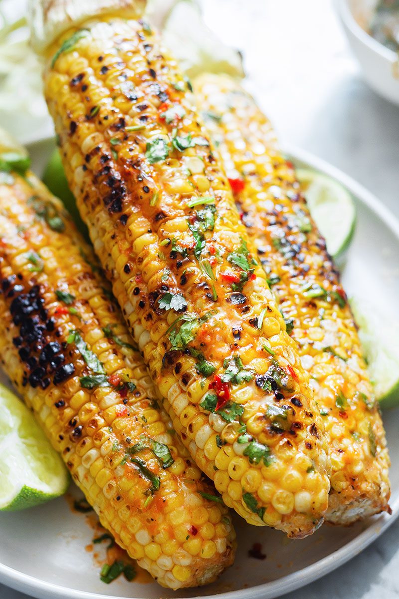 Grilled Corn on the Cob with chili lime butter – A flavor-packed side dish for your backyard bbq — So easy and flavorful!