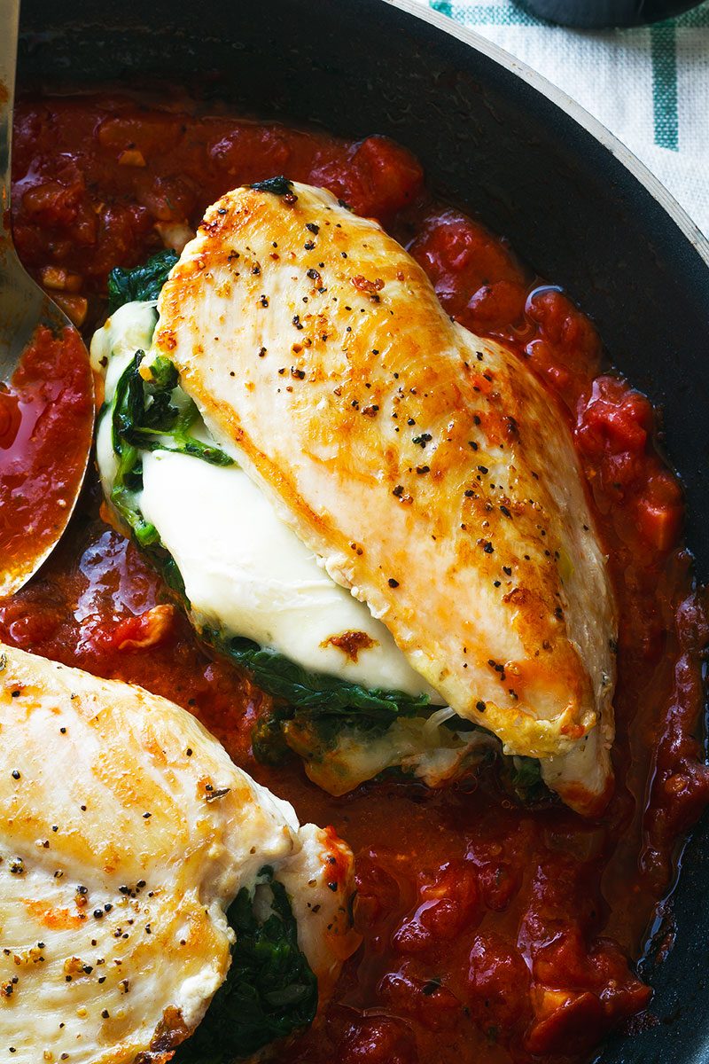 Stuffed Chicken Breasts with Mozzarella & Spinach – Seriously cheesy and bursting with flavors, this quick dinner for two is perfect for a busy night.