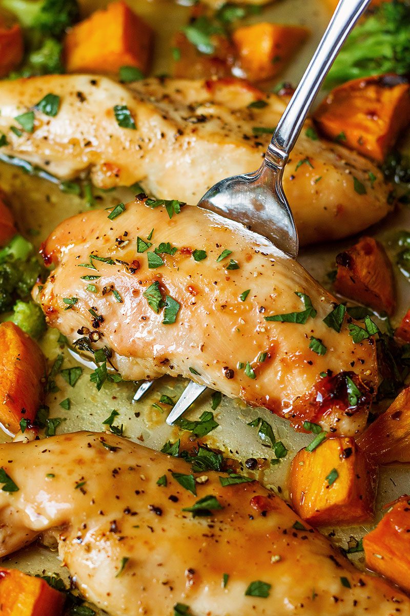 Sheet Pan Maple-Glazed Chicken and Sweet Potatoes – Easy, nourishing, and bakes on a single sheet pan for quick cleanup. 