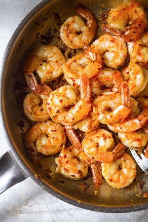 Spicy Garlic Shrimp with Broccoli Mash