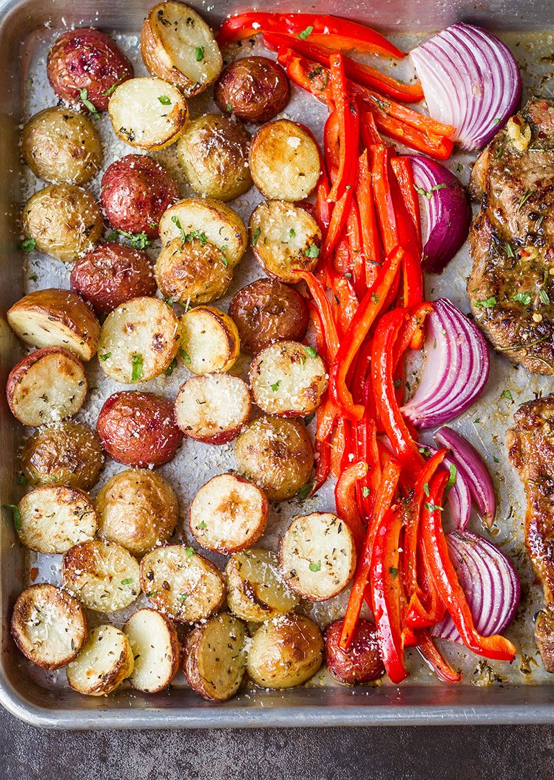 Sheet Pan Pork Chops in Oven — A quick and easy sheet pan dinner you can whip up in a breeze.