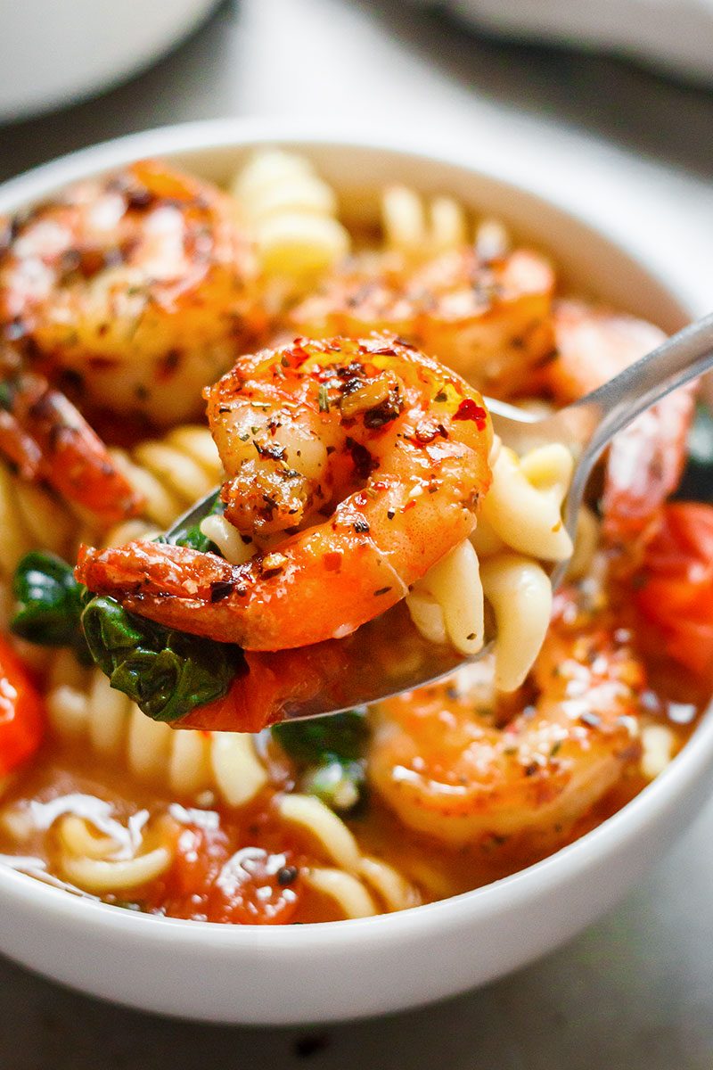 Instant Pot Shrimp and Pasta Soup — Light, packed with flavor, this heartwarming pasta soup is a perfect healthy and warming meal!