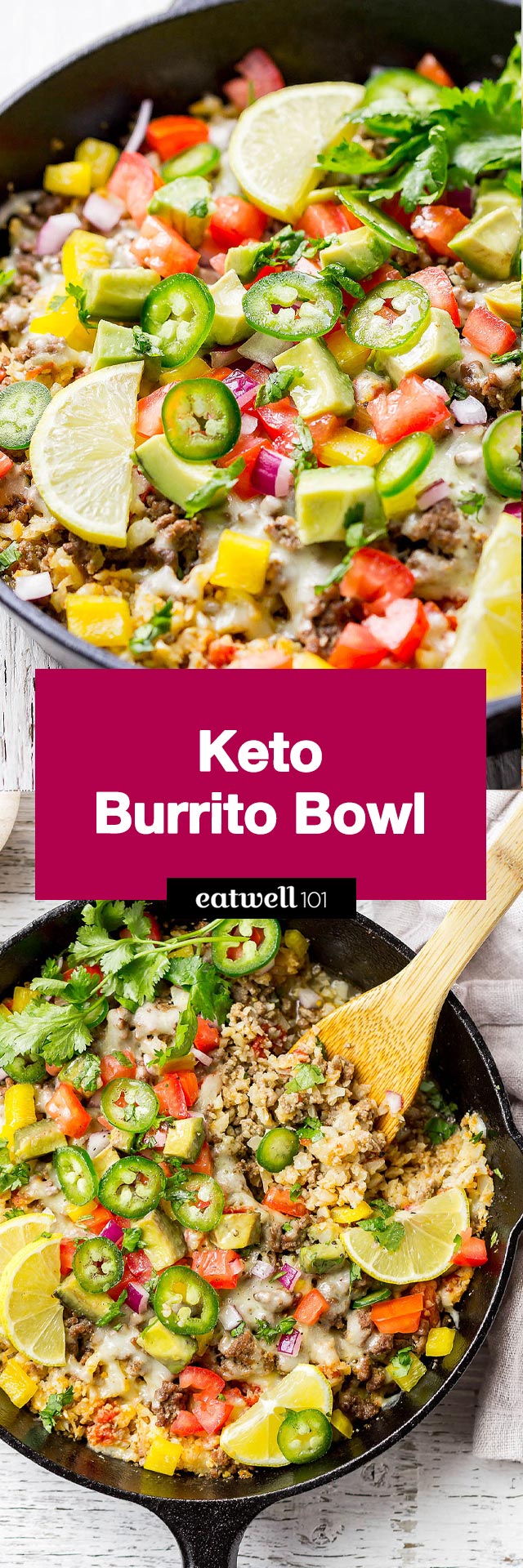 Keto Burrito Bowl with Beef and Cauliflower Rice - #keto #beef #burrito #recipe #eatwell101 - A nourishing keto dinner packed with flavor and so easy to make.