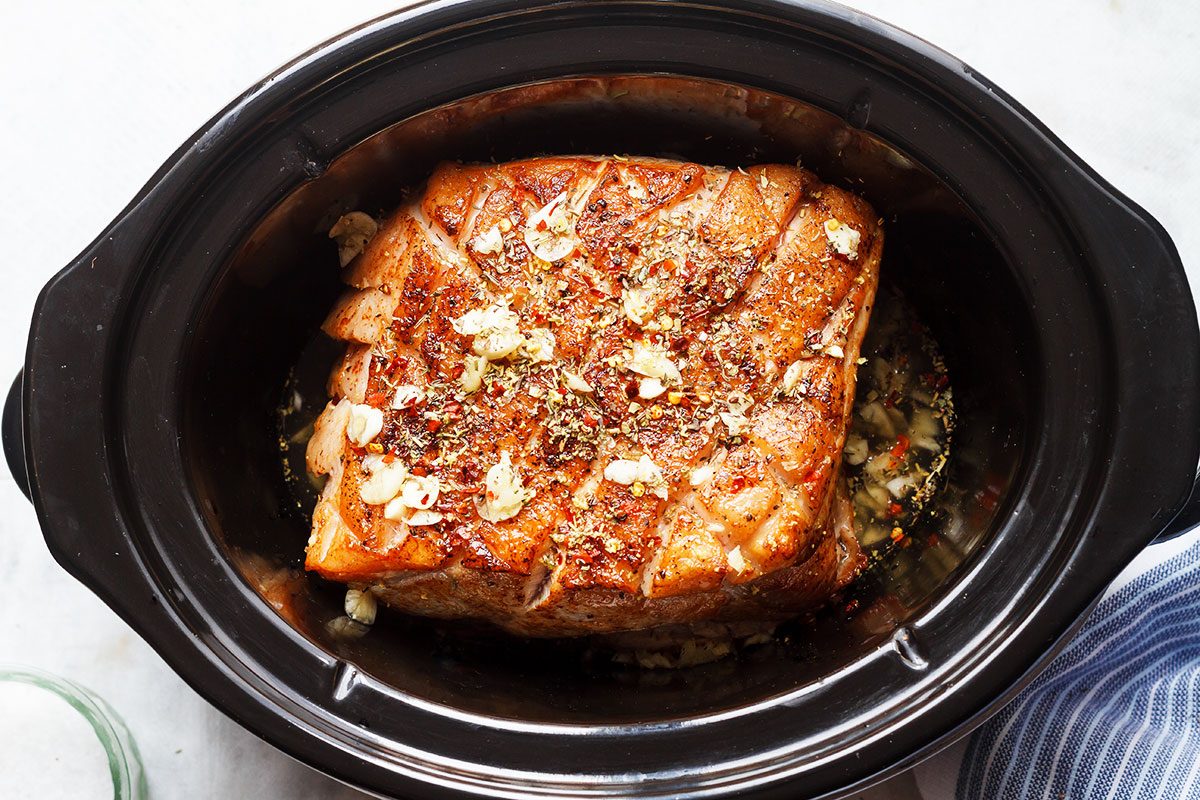 Creamy Garlic Pork Loin in Crockpot — #eatwell101 #recipe #crockpot #slowcooker #keto #lowcarb - Easy, comforting and tender pork loin in crockpot with the creamiest garlic sauce ever.