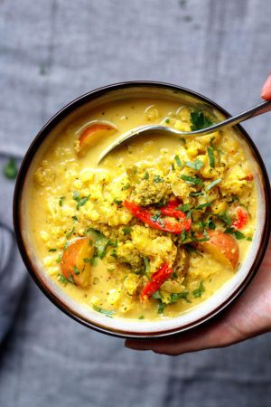 Instant Pot Curried Cauliflower and Broccoli Soup