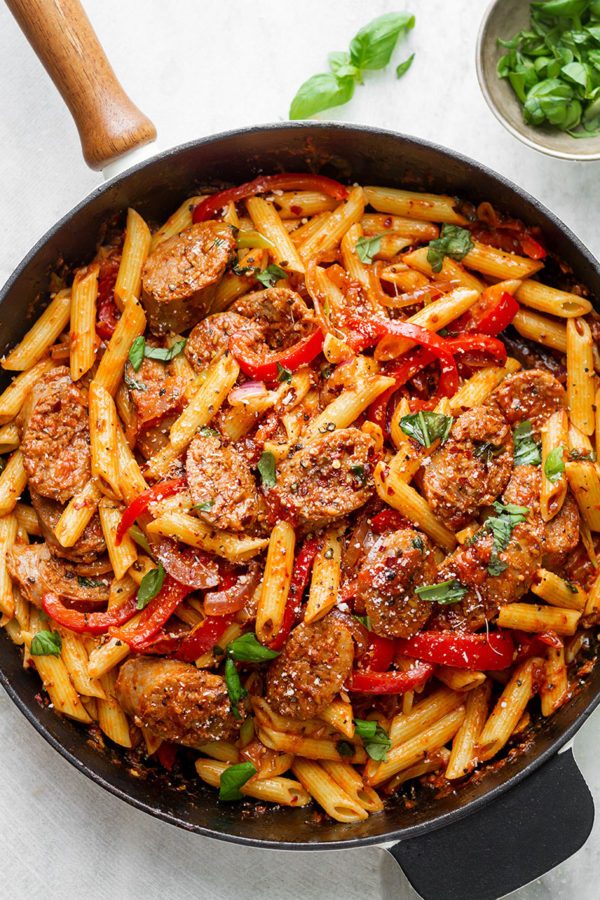 Sausage Pasta Skillet - #recipe by #eatwell101 - https://003.wrwe1r1zs3czx3c.workers.dev/sausage-pasta-skillet-recipe