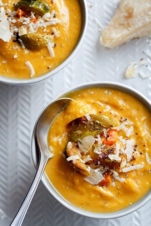 Roasted Butternut Squash and Brussels Sprout Soup
