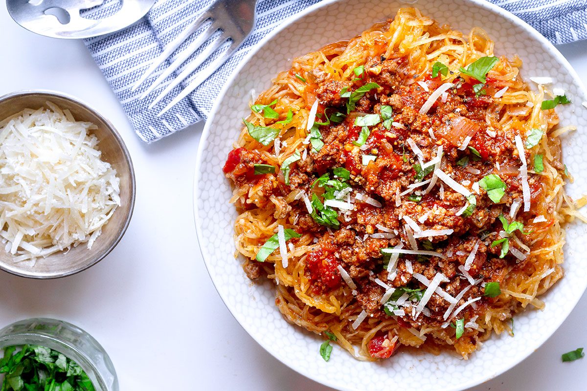 Instant Pot Spaghetti Squash with Meat Sauce — #eatwell101 #recipe #keto #lowcarb #instantpot - Easy, low carb, and packed with protein and veggie to keep you full and happy!