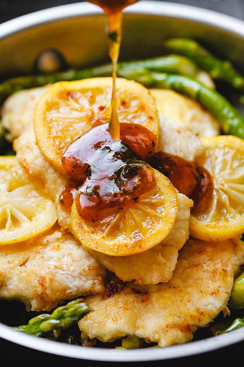 Honey Lemon Butter Chicken with Asparagus - Here’s a delicious, bright recipe for a Spring dinner.