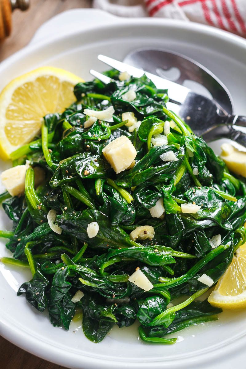 Garlic Butter Sauteed Spinach - A super easy and healthy recipe for a side everyone will love.