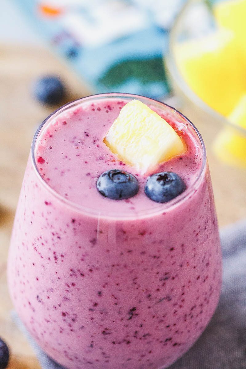 Blueberry Pineapple Smoothie - A sweet and fresh smoothie to grab when you think you may miss eating your daily serving of fresh fruits!