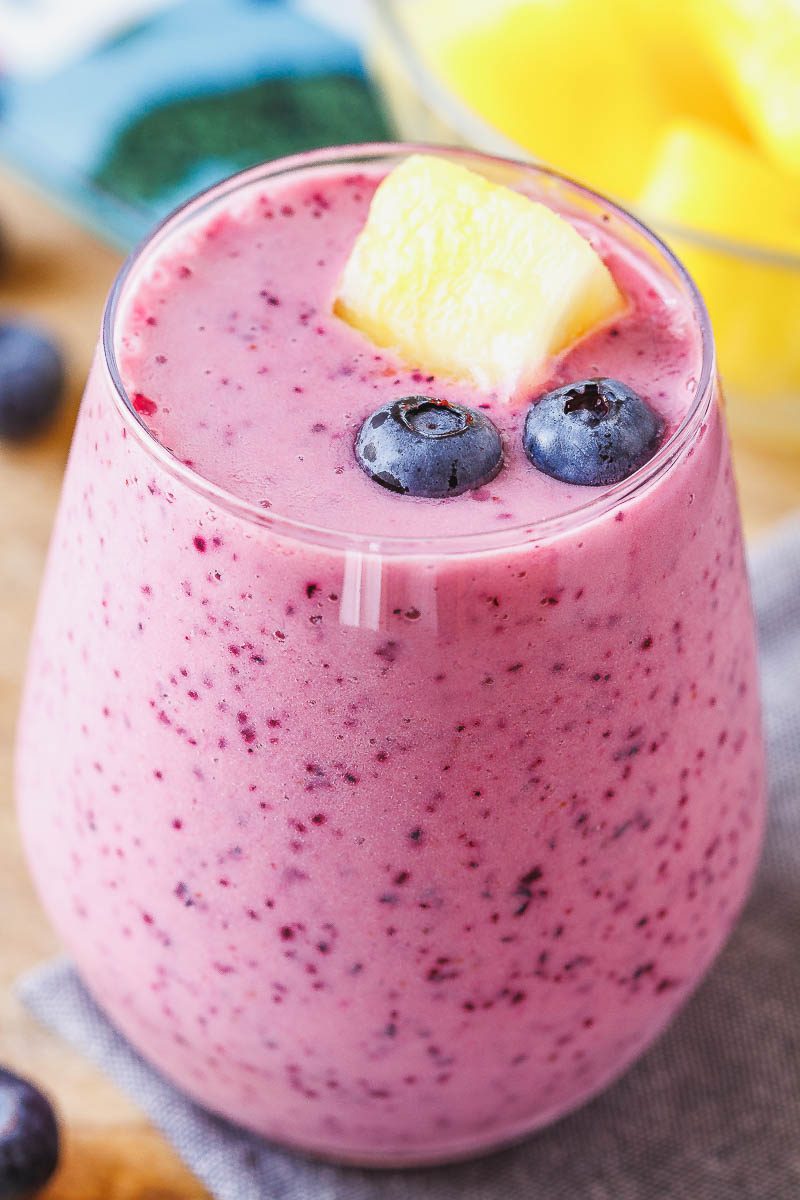 Blueberry Pineapple Smoothie - A sweet and fresh smoothie to grab when you think you may miss eating your daily serving of fresh fruits!