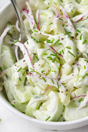 The Easiest Creamy Cucumber Salad