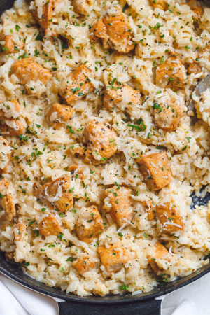 One-Pan Creamy Parmesan Chicken and Rice