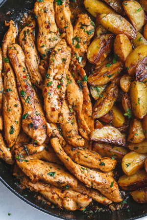 Garlic Butter Chicken and Potatoes Skillet